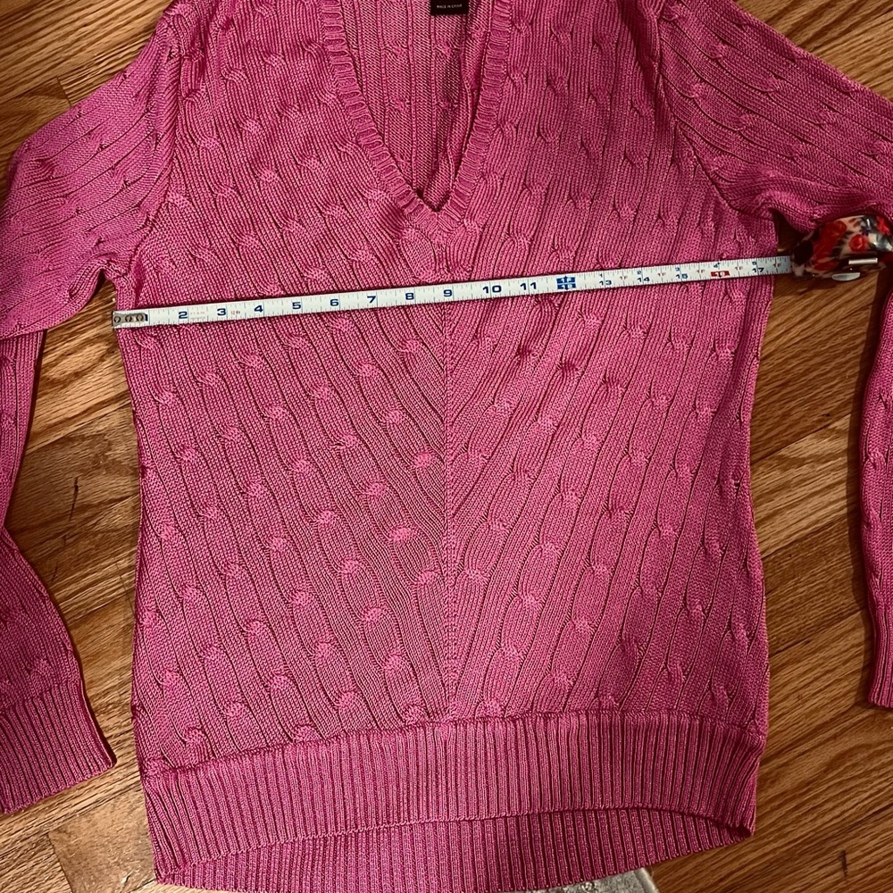 Ralph Lauren Pink Cable-Knit Crewneck Sweater large slim fit 100 silk black labe